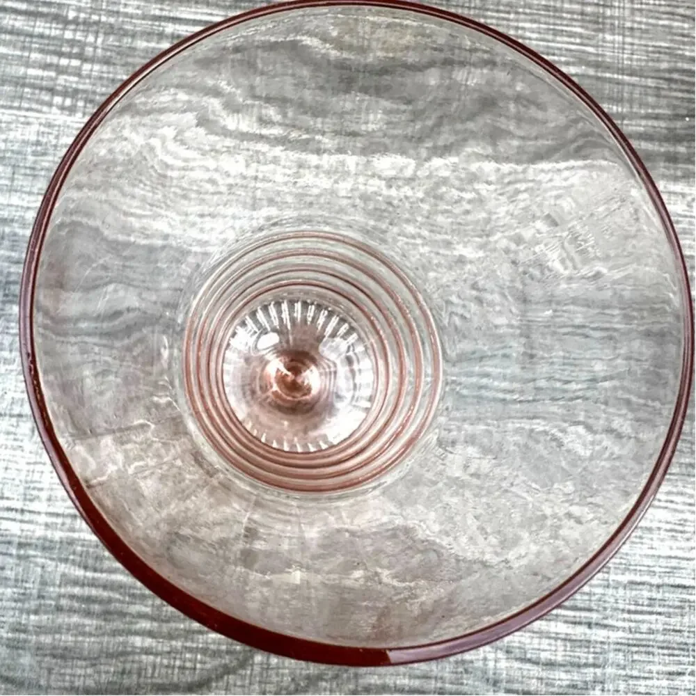 1930's-40's Vintage Pink Depression Glass Footed Soda Fountain Tumblers Set of 5